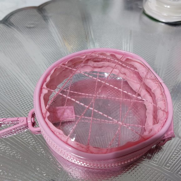 STEVE MADDEN Small Mini See Thru Pink Quilted Clip On Purse Coin Purse Mini Bag - Picture 2 of 7